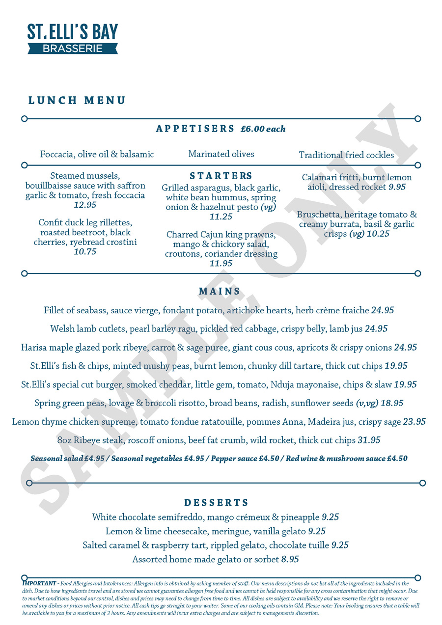 brasserie lunch menu st ellis bay best restaurant llanelli