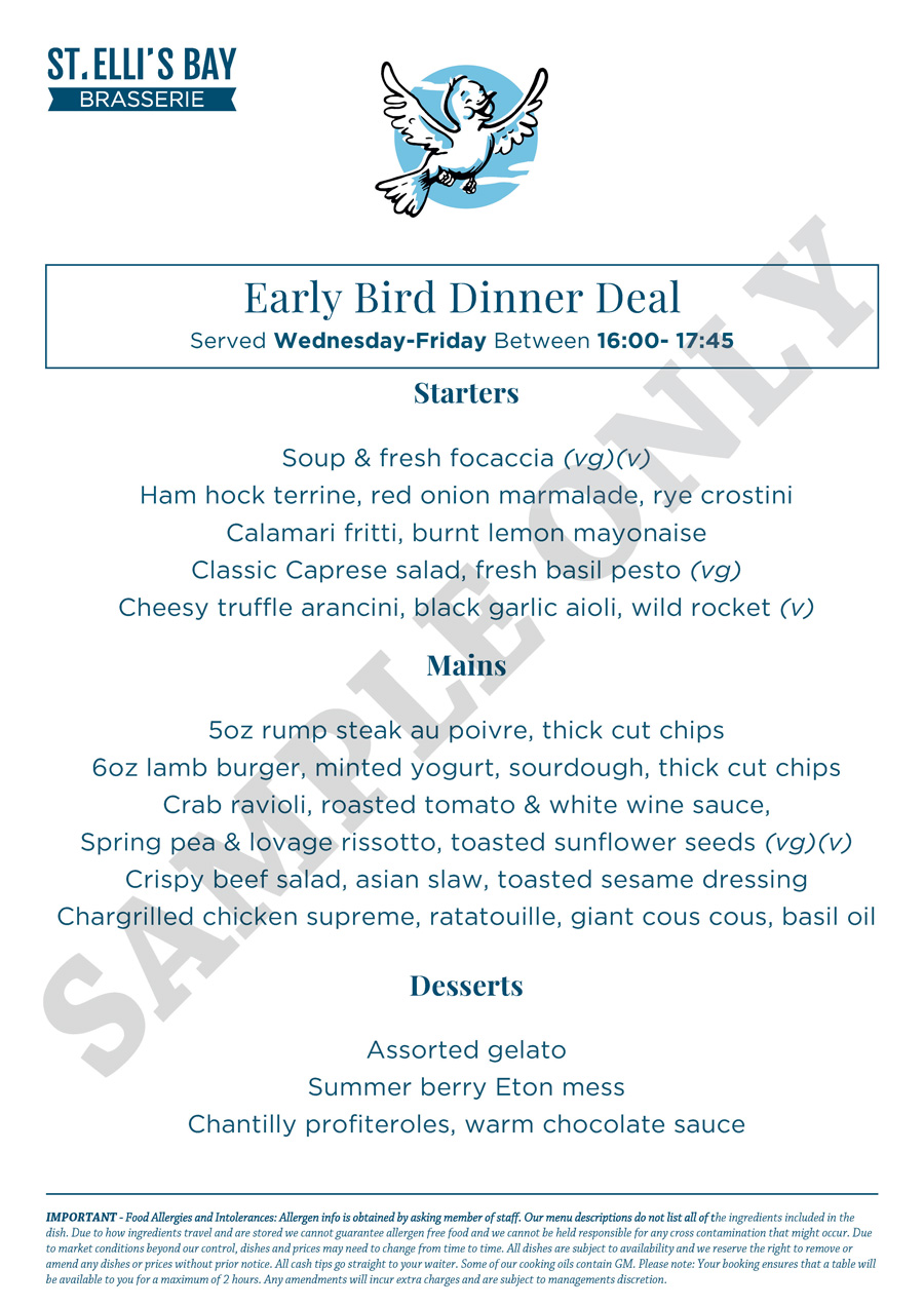early bird dinner menu st ellis bay best restaurant llanelli